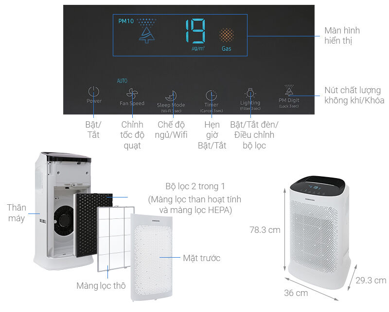 máy lọc không khí samsung ax60r5080wd/sv