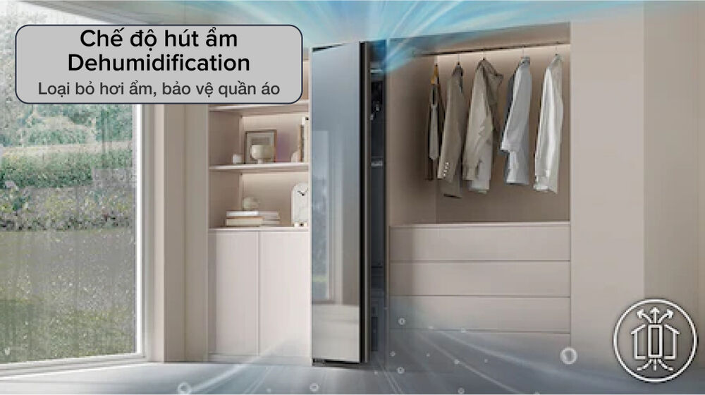 Tủ Chăm Sóc Quần Áo Thông Minh Samsung DF10A9500CG/SV - Chế độ hút ẩm Dehumidification tủ chăm sóc quần áo thông minh samsung df10a9500cg/sv - chế độ hút ẩm dehumidification