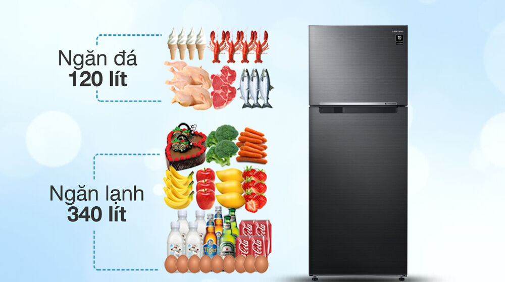 dung tích ngăn đá và ngăn mát - tủ lạnh samsung inverter 460 lít rt46k603jb1/sv
