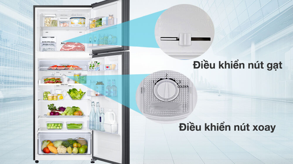 bảng điều khiển nút xoay và nút gạt - tủ lạnh samsung inverter 460 lít rt46k603jb1/sv
