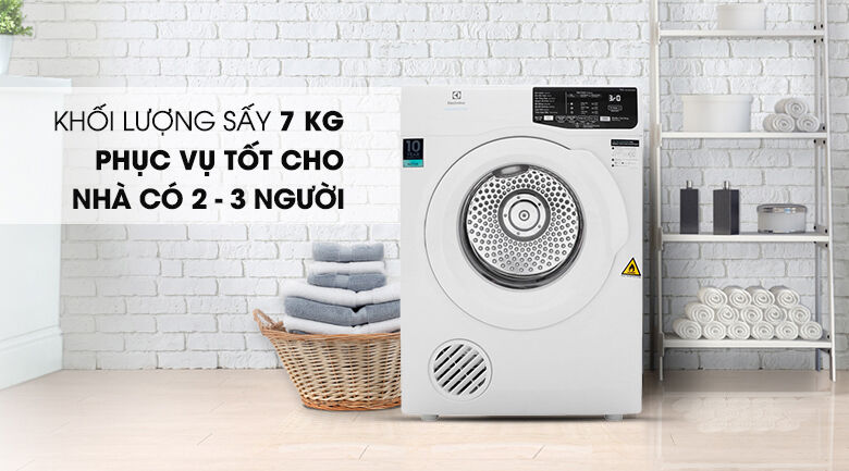 Khối lượng sấy 7 kg - Máy sấy Electrolux 7 Kg EDV705HQWA khối lượng sấy 7 kg - máy sấy electrolux 7 kg edv705hqwa
