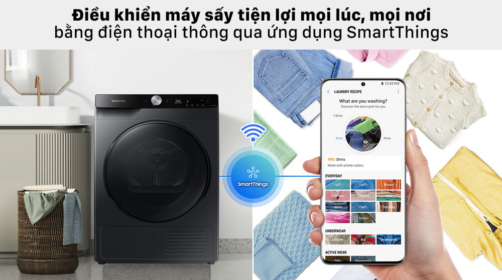 Máy sấy Samsung Inverter 9 kg DV90T7240BB/SV - SmartThings điều khiển, theo dõi máy giặt mọi lúc, mọi nơi tiện lợi máy sấy samsung inverter 9 kg dv90t7240bb/sv - smartthings điều khiển, theo dõi máy giặt mọi lúc, mọi nơi tiện lợi