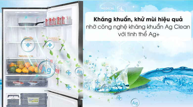 tủ lạnh panasonic inverter 417 lít nr-bx471gpkv - công nghệ ag clean