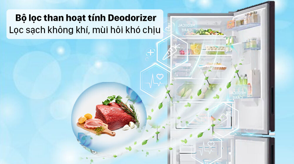 tủ lạnh samsung inverter 307 lít rb30n4190by/sv - lọc không khí, mùi hôi