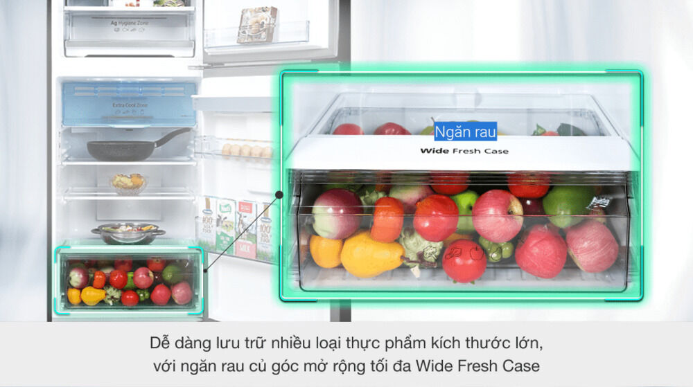 tủ lạnh panasonic inverter 326 lít nr-tl351gpkv - ngăn rau quả