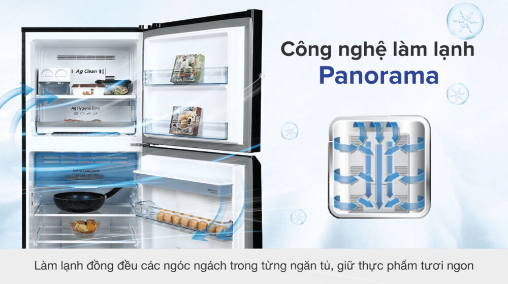 tủ lạnh panasonic inverter 326 lít nr-tl351gpkv - công nghệ làm lạnh panorama