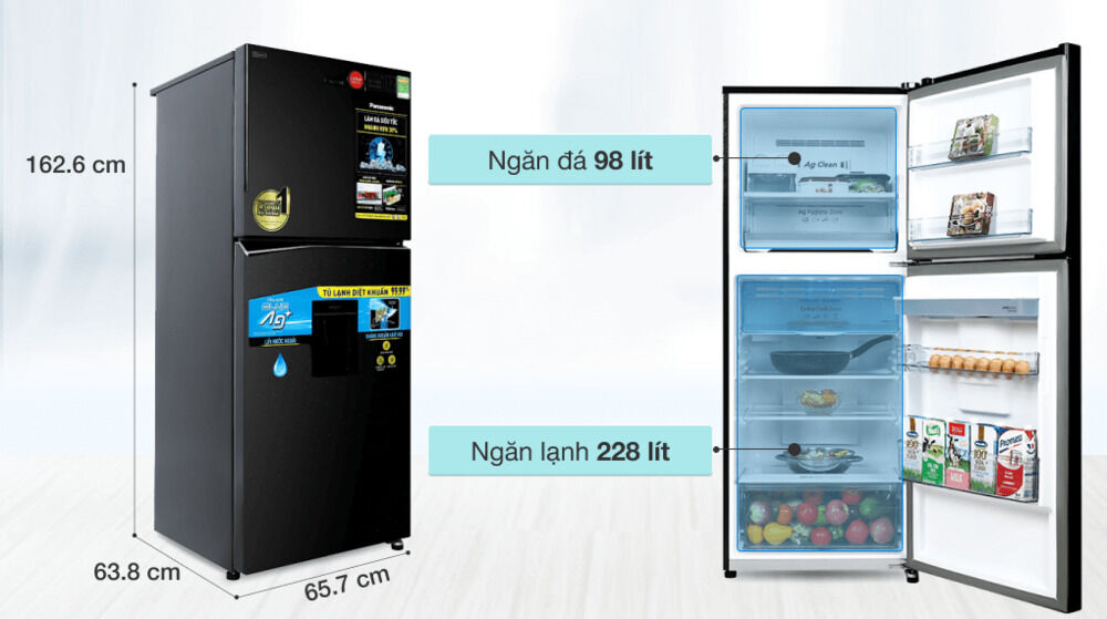 tủ lạnh panasonic inverter 326 lít nr-tl351gpkv - dung tích