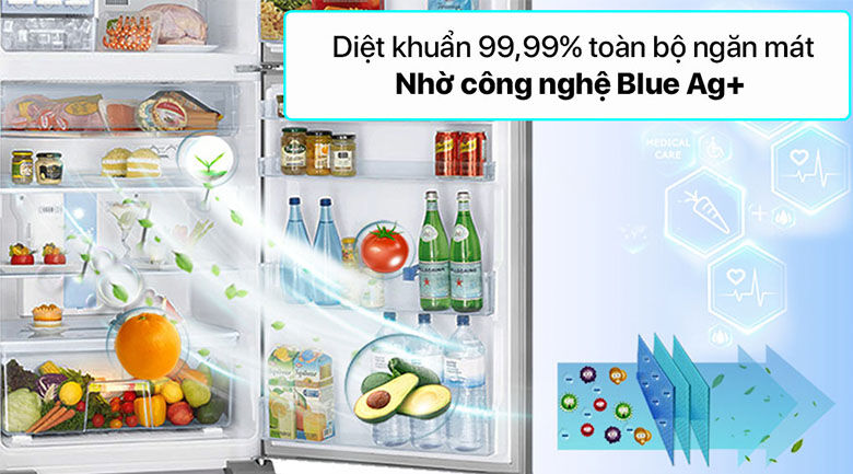 tủ lạnh panasonic inverter 234 lít nr-tv261apsv - công nghệ blue ag+