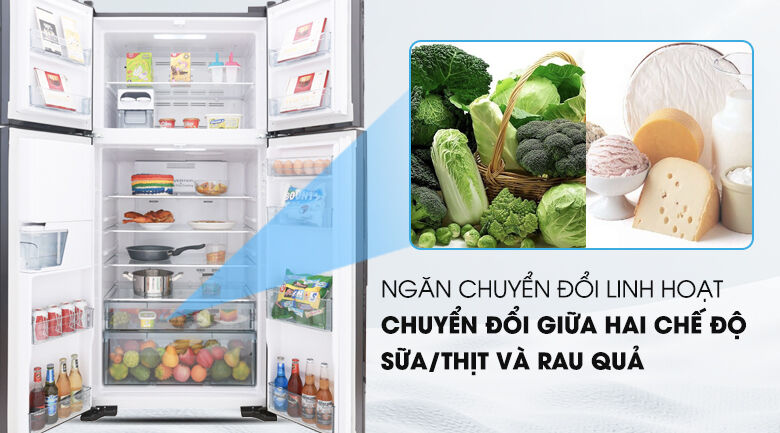 ngăn linh hoạt- tủ lạnh hitachi inverter 540 lít r-fw690pgv7 gbk