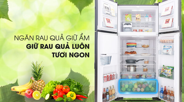 ngăn rau củ - tủ lạnh hitachi inverter 540 lít r-fw690pgv7 gbk