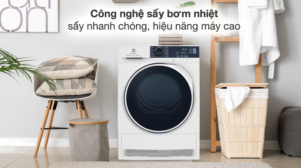 máy sấy bơm nhiệt electrolux 8 kg edh804h5wb - đặc điểm và cơ chế sấy