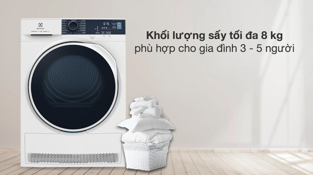 máy sấy bơm nhiệt electrolux 8 kg edh804h5wb - khối lượng sấy - chương trình hoạt động