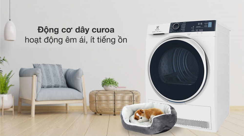 máy sấy bơm nhiệt electrolux 8 kg edh804h5wb - động cơ - công nghệ tiết kiệm điện