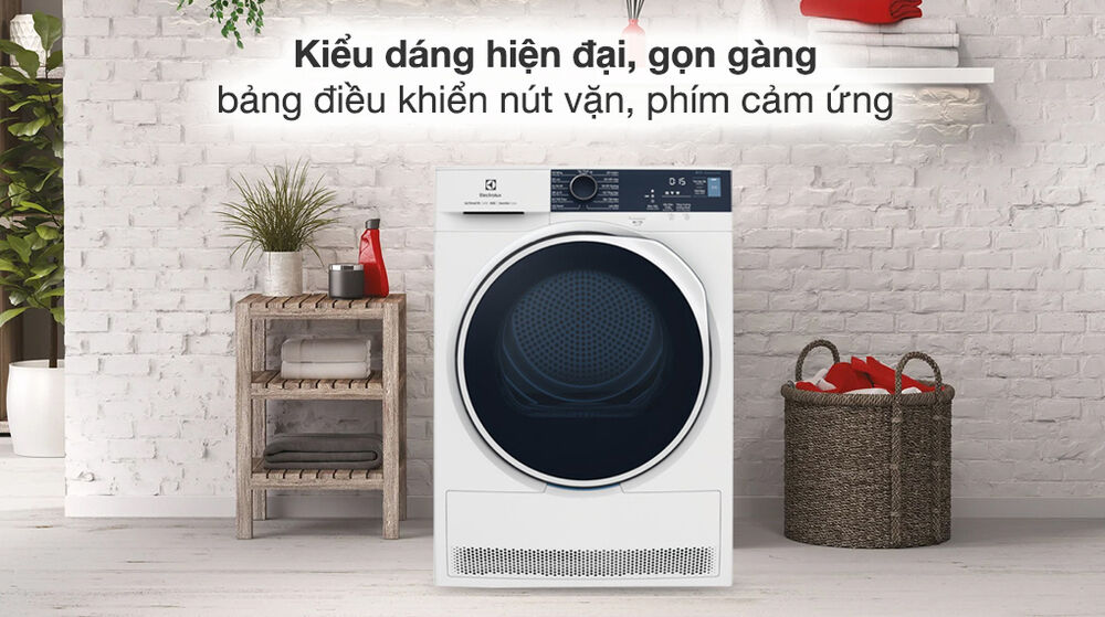 máy sấy bơm nhiệt electrolux 8 kg edh804h5wb - tổng quan thiết kế
