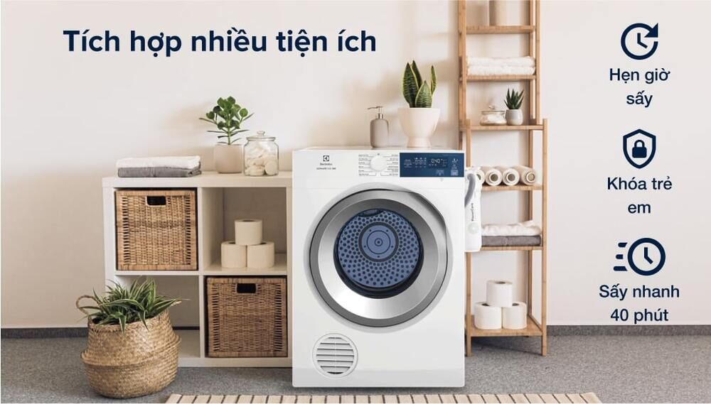 Máy sấy thông hơi Electrolux 8.5 kg EDS854J3WB - Tích hợp nhiều tiện ích máy sấy thông hơi electrolux 8.5 kg eds854j3wb - tích hợp nhiều tiện ích