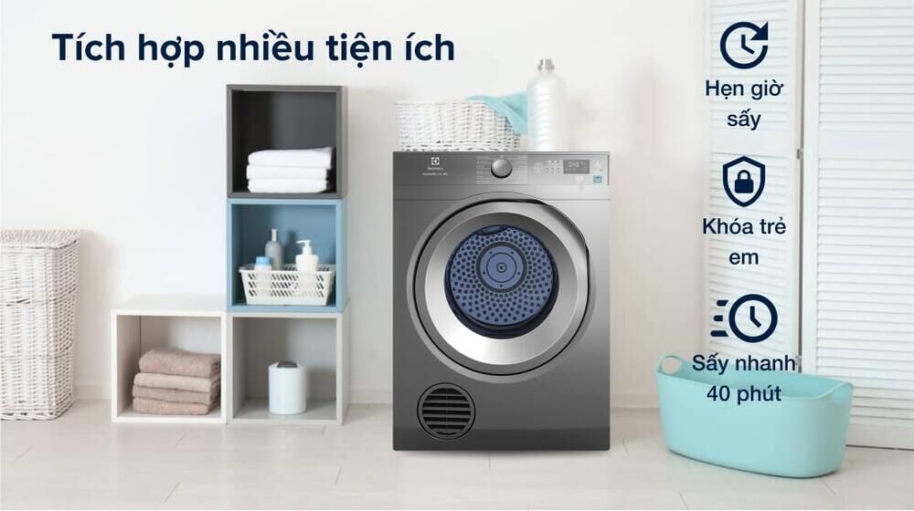Máy sấy thông hơi Electrolux 8.5 kg EDS854N3SB - Tích hợp nhiều tiện ích máy sấy thông hơi electrolux 8.5 kg eds854n3sb - tích hợp nhiều tiện ích