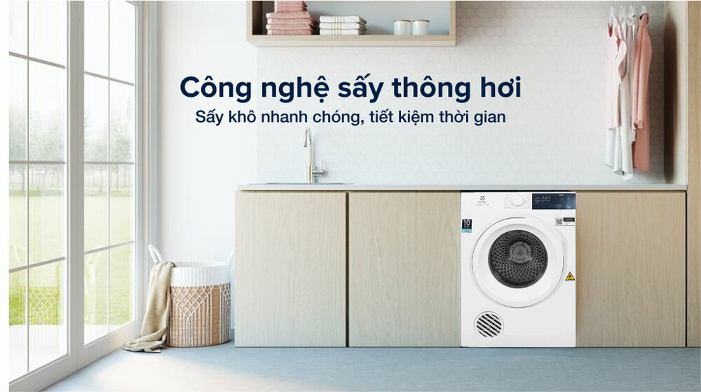 máy sấy thông hơi electrolux 8.5 kg edv854j3wb - cơ chế sấy thông hơi