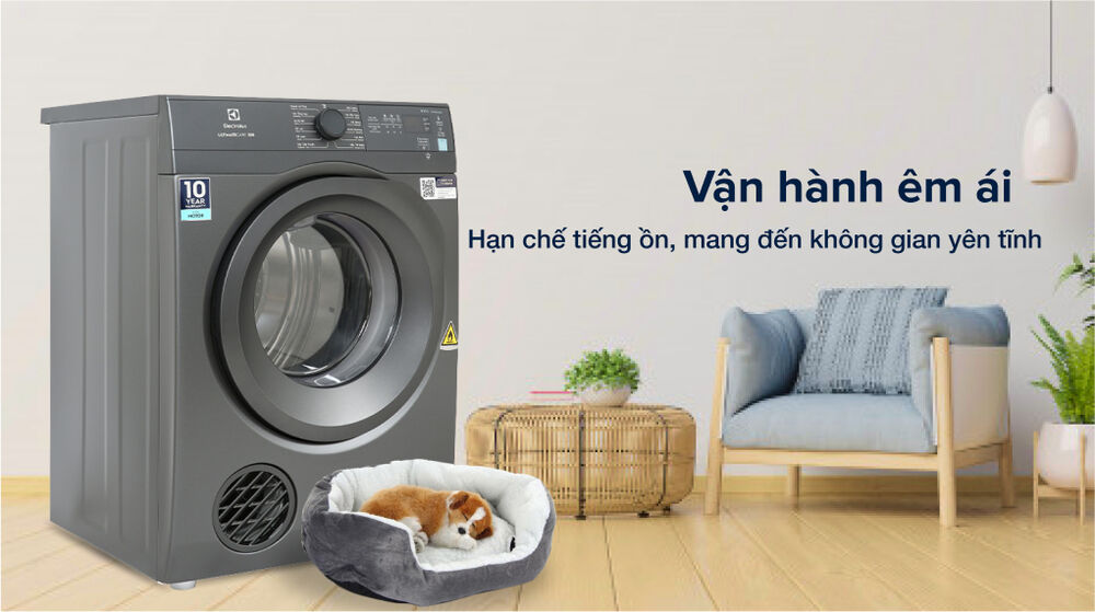 Máy sấy thông hơi Electrolux 8.5 kg EDV854N3SB - Vận hành êm ái máy sấy thông hơi electrolux 8.5 kg edv854n3sb - vận hành êm ái