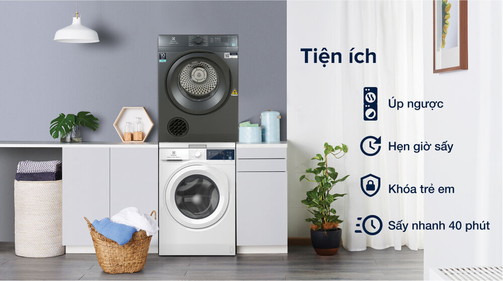 Máy sấy thông hơi Electrolux 8.5 kg EDV854N3SB - Tiện ích  máy sấy thông hơi electrolux 8.5 kg edv854n3sb - tiện ích