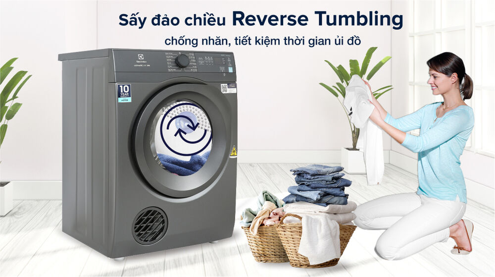 Máy sấy thông hơi Electrolux 8.5 kg EDV854N3SB - Sấy đảo chiều giảm nhăn máy sấy thông hơi electrolux 8.5 kg edv854n3sb - sấy đảo chiều giảm nhăn