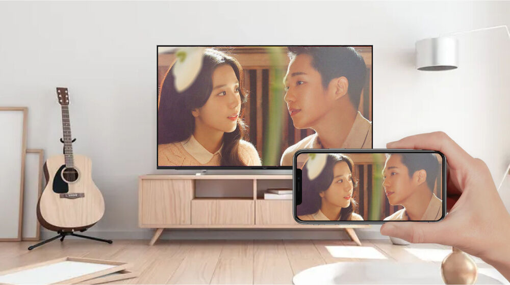 smart tivi samsung 4k 65 inch ua65bu8500 - chiếu điện thoại lên tivi