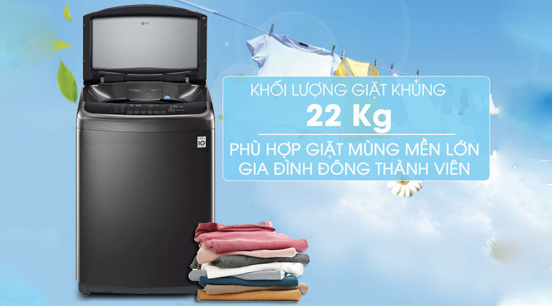 khối lượng giặt 22 kg - máy giặt lg inverter 22 kg th2722ssak