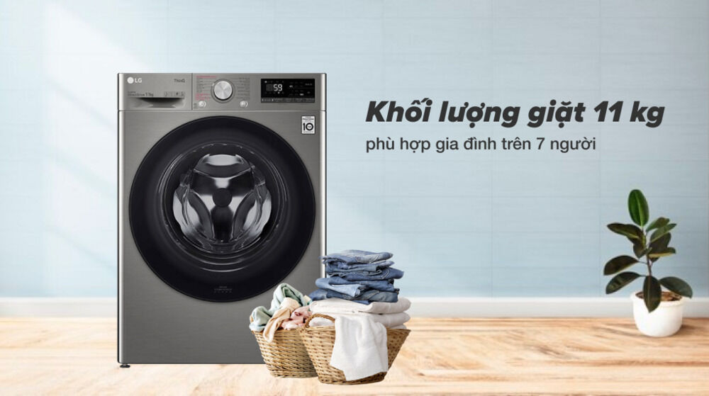 máy giặt lg inverter 11 kg fv1411s4p - khối lượng giặt 11kg
