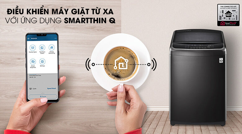 kết nối với ứng dụng lg smartthinq - máy giặt lg inverter 19 kg th2519ssak