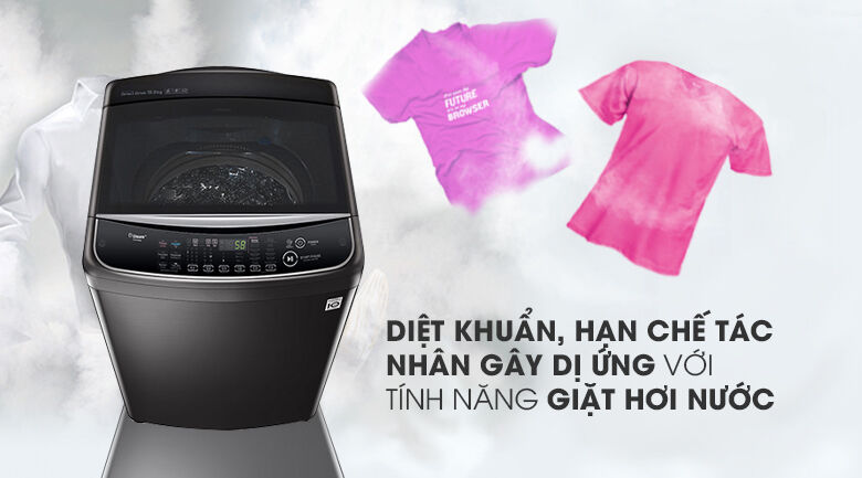 tính năng giặt hơi nước - máy giặt lg inverter 19 kg th2519ssak