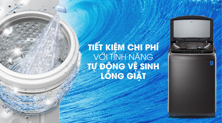 tiết kiệm chi phí với vệ sinh lồng giặt tự động - máy giặt lg inverter 19 kg th2519ssak