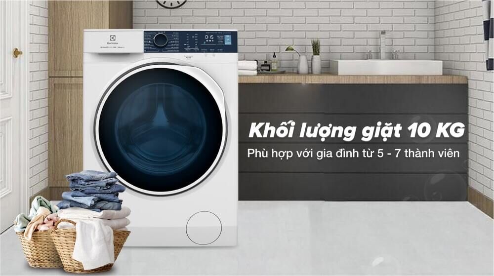 máy giặt electrolux inverter 10 kg ewf1024p5wb - khối lượng giặt 10 kg phù hợp từ 5 - 7 thành viên