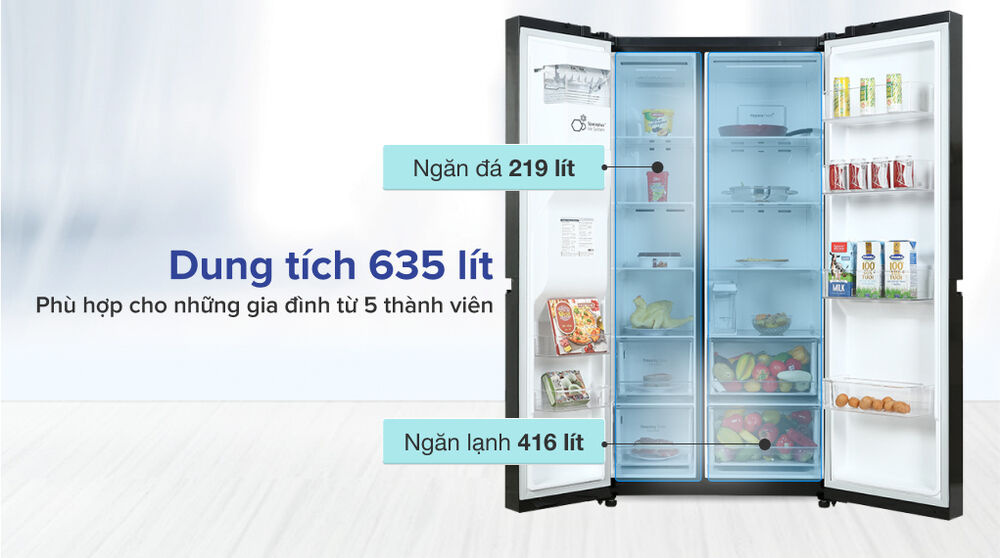 tủ lạnh lg inverter 635 lít gr-d257mc - dung tích sử dụng 635 lít