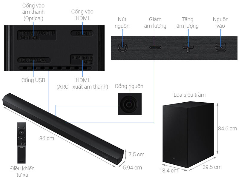bộ loa thanh samsung hw-b550 410w