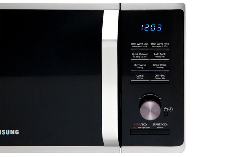 lò vi sóng samsung mg23k3575as/sv-n 23 lít - bảng điều khiển