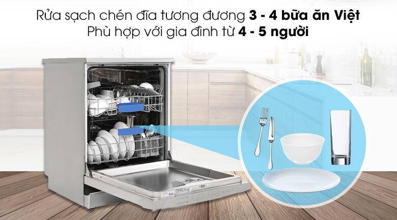 máy rửa chén độc lập bosch sms63l08ea - rửa được chén đĩa 3 - 4 bữa ăn việt