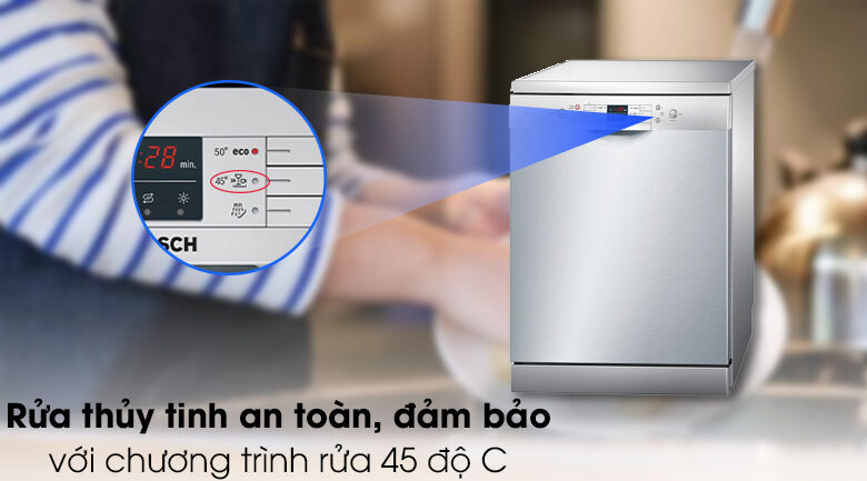 Máy rửa chén Bosch SMS63L08EA 2400W - Rửa thủy tinh với chương trình rửa 45 độ C máy rửa chén bosch sms63l08ea 2400w - rửa thủy tinh với chương trình rửa 45 độ c