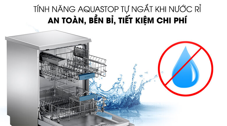 Tính năng Aquastop - Máy rửa chén Bosch SMS63L08EA 2400W tính năng aquastop - máy rửa chén bosch sms63l08ea 2400w