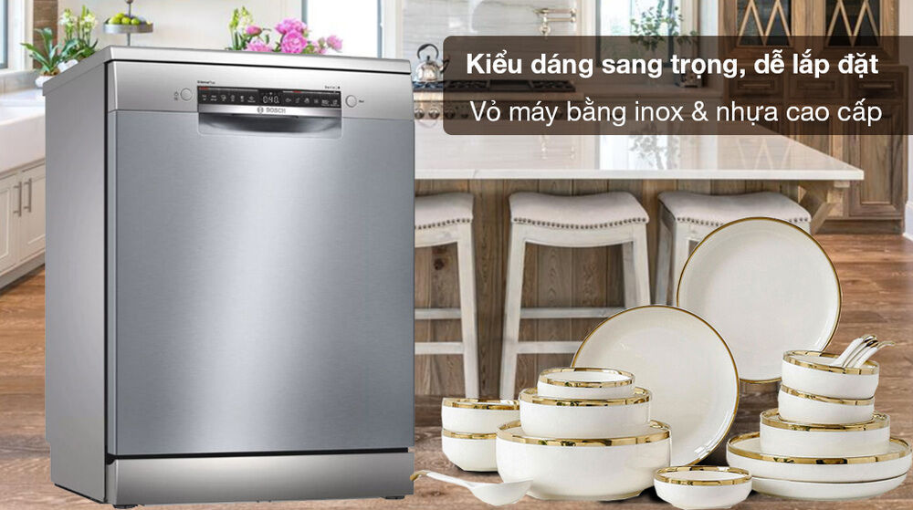 Máy rửa chén Bosch SMS4ECI14E - Kiểu dáng sang trọng, dễ lắp đặt, vỏ máy bằng inox và nhựa cao cấp  máy rửa chén bosch sms4eci14e - kiểu dáng sang trọng, dễ lắp đặt, vỏ máy bằng inox và nhựa cao cấp