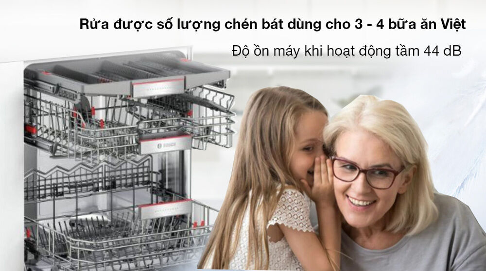 Máy rửa chén Bosch SMS4ECI14E - Rửa được số lượng chén dùng cho 3 - 4 bữa ăn Việt, độ ồn 44 dB máy rửa chén bosch sms4eci14e - rửa được số lượng chén dùng cho 3 - 4 bữa ăn việt, độ ồn 44 db