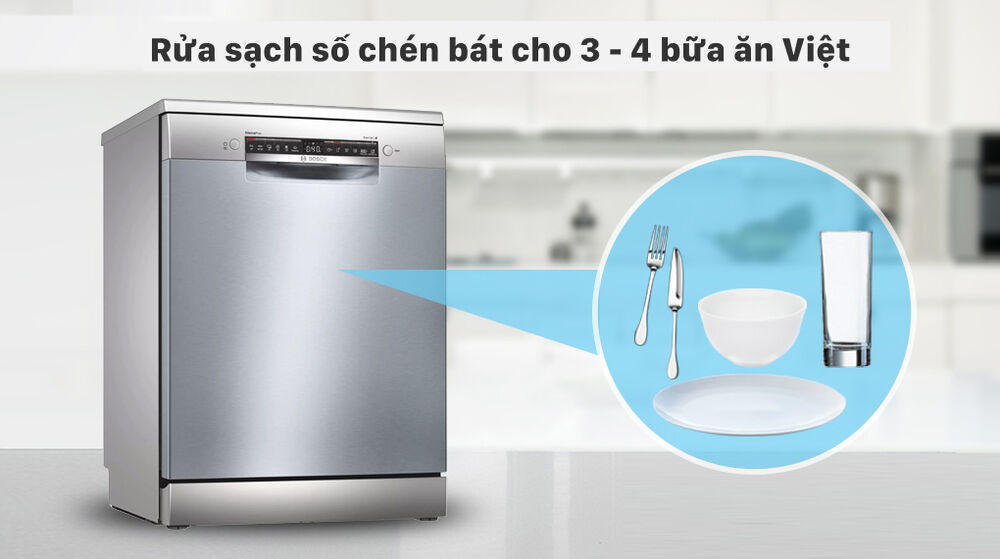 Máy rửa chén độc lập Bosch SMS4HCI48E - Rửa được cùng lúc số chén bát cho 3 - 4 bữa ăn Việt máy rửa chén độc lập bosch sms4hci48e - rửa được cùng lúc số chén bát cho 3 - 4 bữa ăn việt