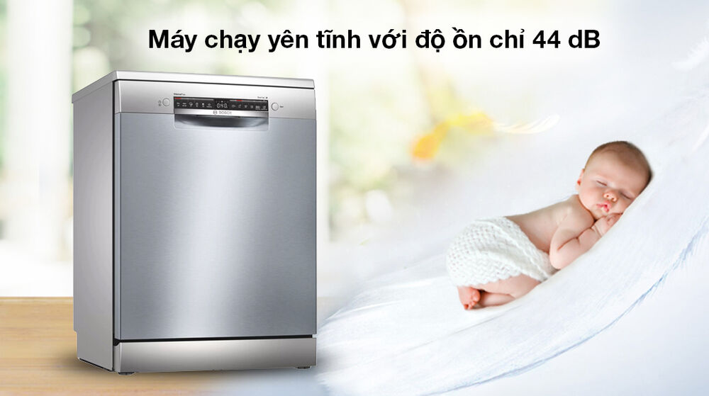 Máy rửa chén độc lập Bosch SMS4HCI48E - Máy vận hành êm ái, với độ ồn chỉ 44 dB máy rửa chén độc lập bosch sms4hci48e - máy vận hành êm ái, với độ ồn chỉ 44 db