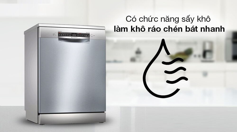Máy rửa chén độc lập Bosch SMS4HCI48E - Chức năng sấy khô làm khô chén bát nhanh hơn máy rửa chén độc lập bosch sms4hci48e - chức năng sấy khô làm khô chén bát nhanh hơn