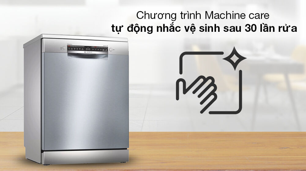 Máy rửa chén độc lập Bosch SMS4HCI48E - Hỗ trợ chương trình Machine care tự động nhắc vệ sinh sau 30 lần rửa máy rửa chén độc lập bosch sms4hci48e - hỗ trợ chương trình machine care tự động nhắc vệ sinh sau 30 lần rửa