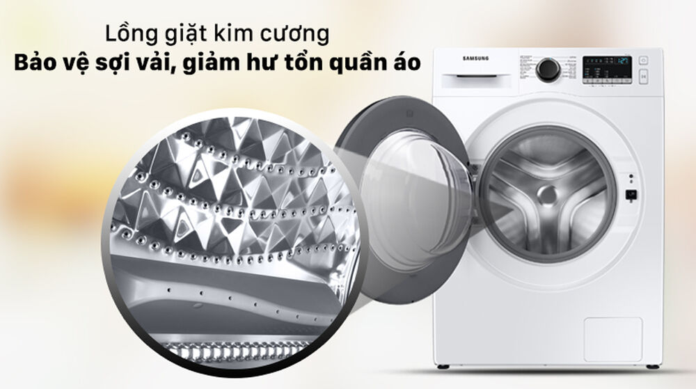 máy giặt samsung inverter 9.5 kg ww95t4040ce/sv - lồng giặt kim cương bảo vệ sợi vải, giảm hư tổn quần áo