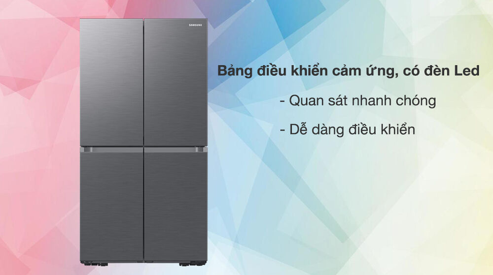 tủ lạnh samsung inverter 649 lít rf59c700es9/sv - bảng điều khiển cảm ứng bên ngoài dễ sử dụng