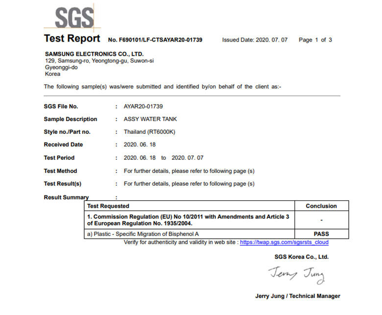 Giấy kiểm chứng ngăn lấy nước bên trong với chất liệu nhựa không chứa chất BPA gây ung thư, kháng khuẩn, được cung cấp bởi Tổ chức chứng nhận kiểm định chất lượng quốc tế SGS có trụ sở tại Geneva Thụy Sĩ. giấy kiểm chứng ngăn lấy nước bên trong với chất liệu nhựa không chứa chất bpa gây ung thư, kháng khuẩn, được cung cấp bởi tổ chức chứng nhận kiểm định chất lượng quốc tế sgs có trụ sở tại geneva thụy sĩ.