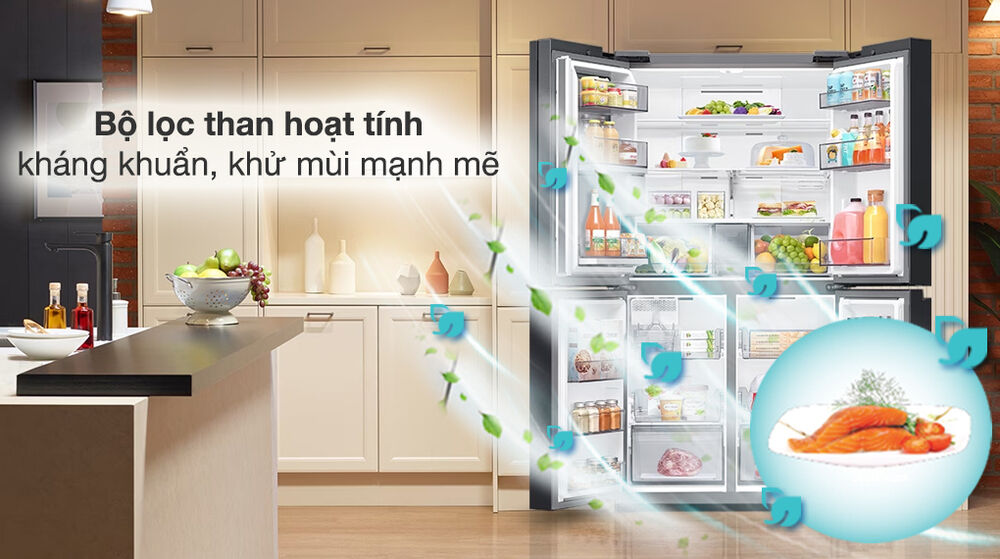 tủ lạnh samsung inverter 648 lít rf59cb66f8s/sv - công nghệ kháng khuẩn khử mùi