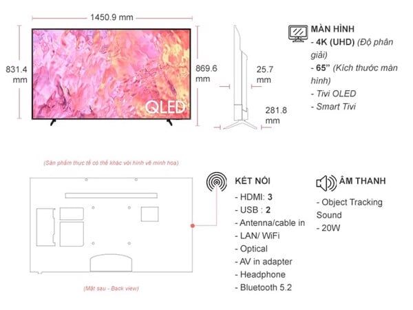 smart tivi samsung 65 inch qled 4k qa65qe1cakxxv