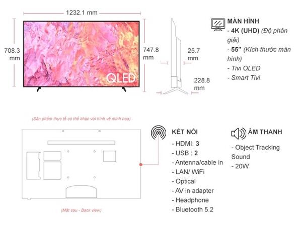 smart tivi samsung 55 inch qled 4k qa55qe1cakxxv