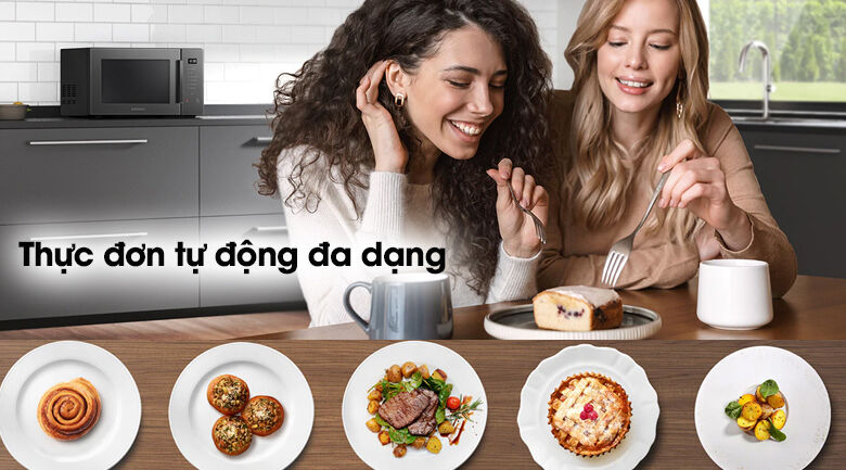 lò vi sóng samsung mg30t5018ck/sv 30 lít - thực đơn tự động đa dạng